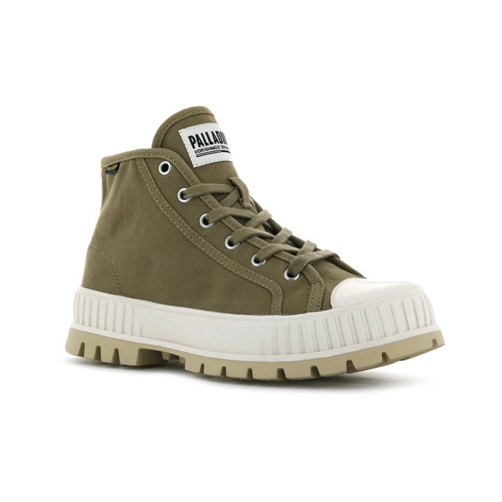 Dámské Tenisky Palladium Pallashock Mid OG High Tops Olivy Zelené | CZ ELF-03H